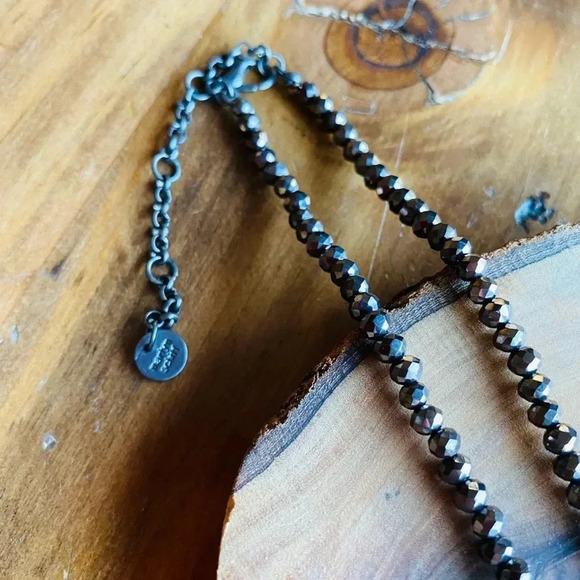 Marlyn Schiff Crystal Beaded Necklace with Diamond Shaped Pave Stone Charm - Picture 5 of 5